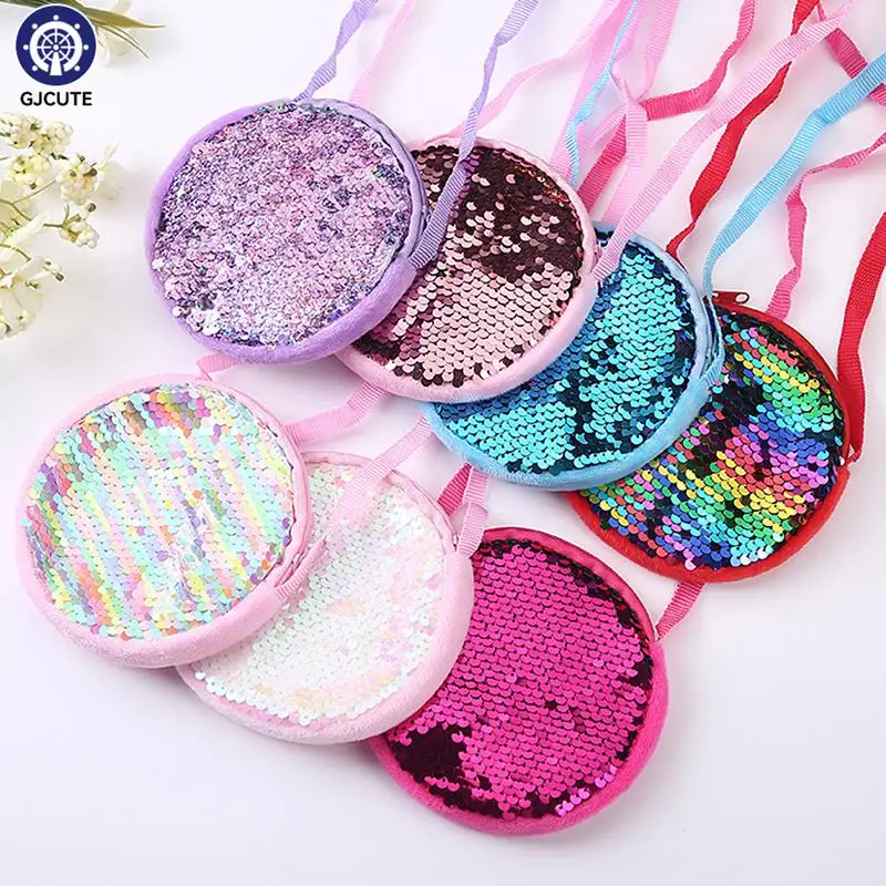 2-4 Years Old Girls Messenger Bag Fashion Princess Girl Baby Cute Plush Sequin Shoulder Bag Coin Purse Kindergarten Toddler Gift