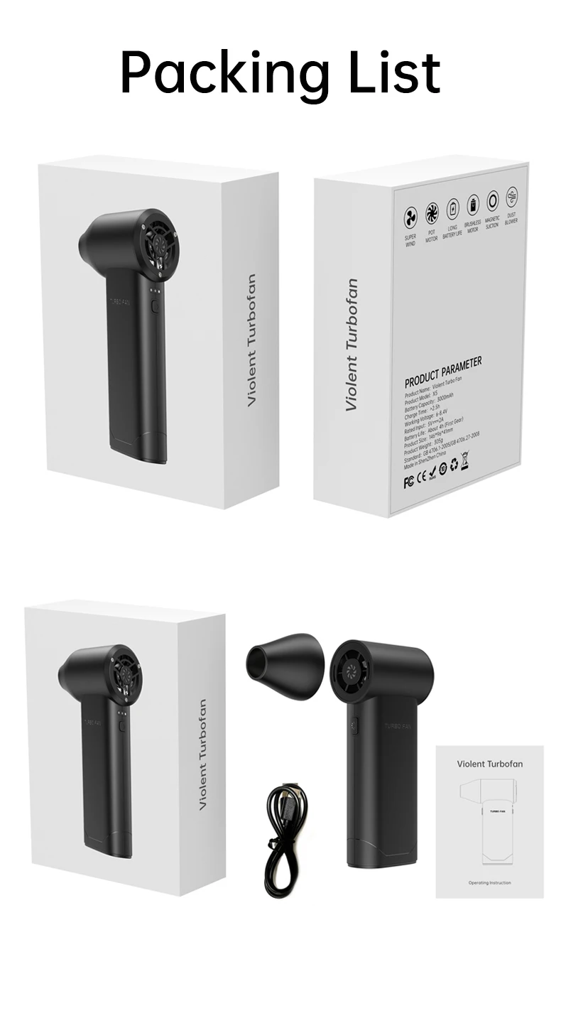 X5 توربو مروحة نفاثة 130000 دورة في الدقيقة 52 متر/الثانية منفاخ هواء كهربائي قوي كبير الرياح مجفف شعر عالي السرعة توربو يده منفاخ صغير
