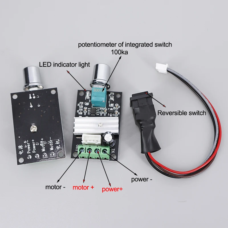 DC 6V 12V 24V 28V 3A 80W DC Motor Speed Controller PWM Speed Adjustable Reversible Switch 1203BB DC Motor Driver Reversing