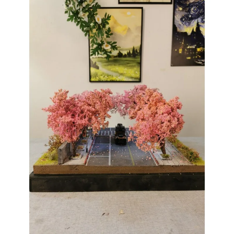 1:64 Sakura City Street Model Scene Platform Manual Miniature Sand Table Scene Customized Shooting Props