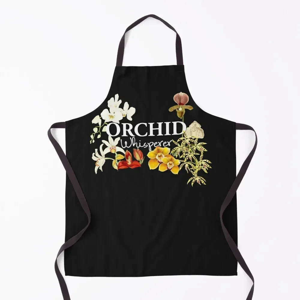 

Orchid Whisperer I Love Orchids Orchid Gift Orchid Flowers Apron for women halloween Trim Cloth Apron