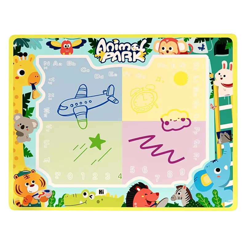 Montessori 100x80CM Magic Water Drawing Mat Coloring Doodle With Reusable Magic Pens Painting Board Educational Toys Boys Girls