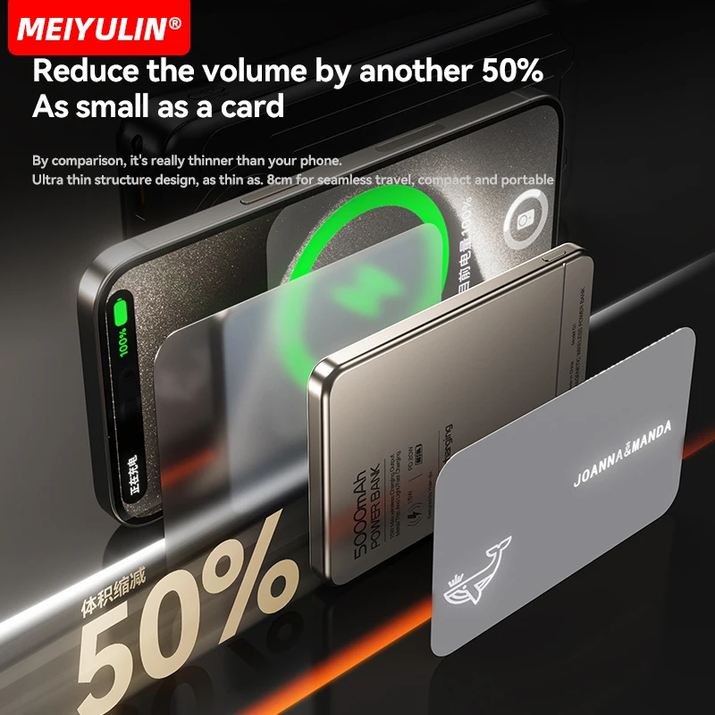 10000mAh Magnetic Wireless Power Bank Portable 5000mAh USB C Fast Charging Ultra-Thin External Battery For iPhone Xiaomi Samsung