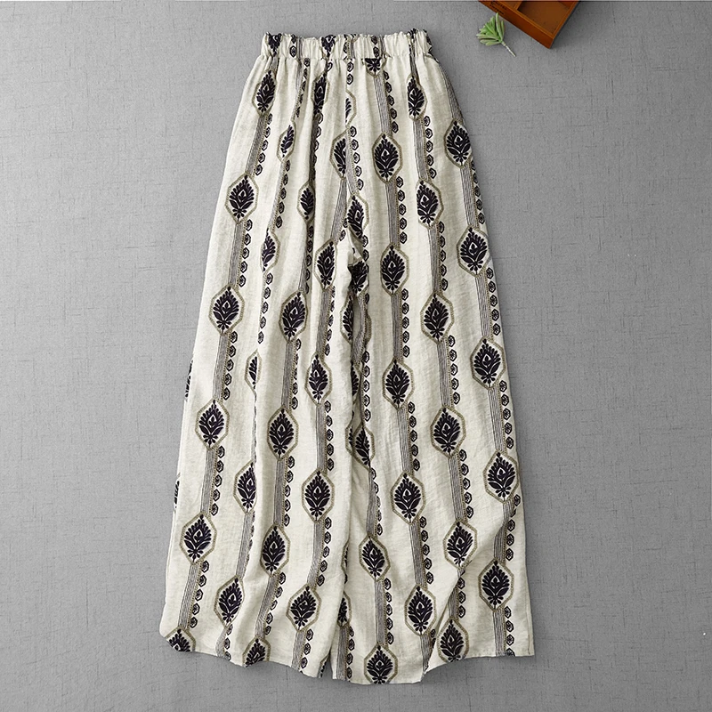 Pantaloni casual a gamba larga a vita alta n Sle Pantaloni Vaion Faion estivi da donna in misto cotone Vestibilità comoda