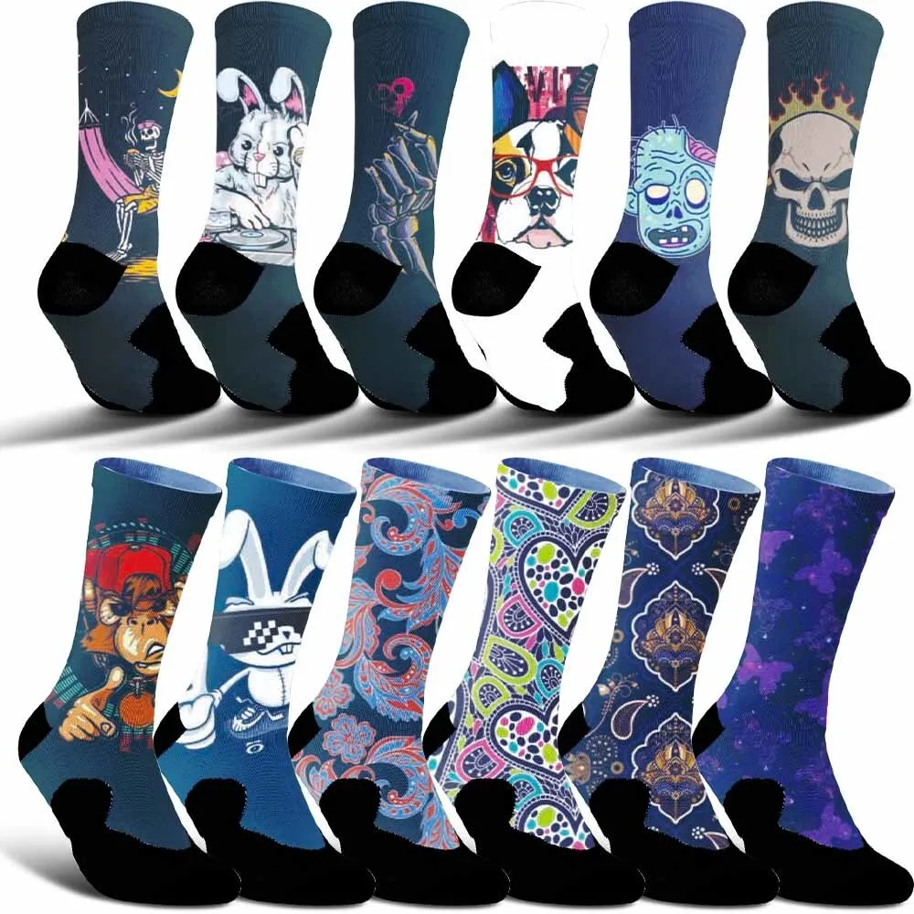 ถุงเท้าปั่นจักรยานกีฬาลายกระต่ายสร้างสรรค์ใหม่ระบายอากาศได้ดีดูดซับเหงื่อทนทานยืดหยุ่นสูงของขวัญไรเดอร์ที่ดี