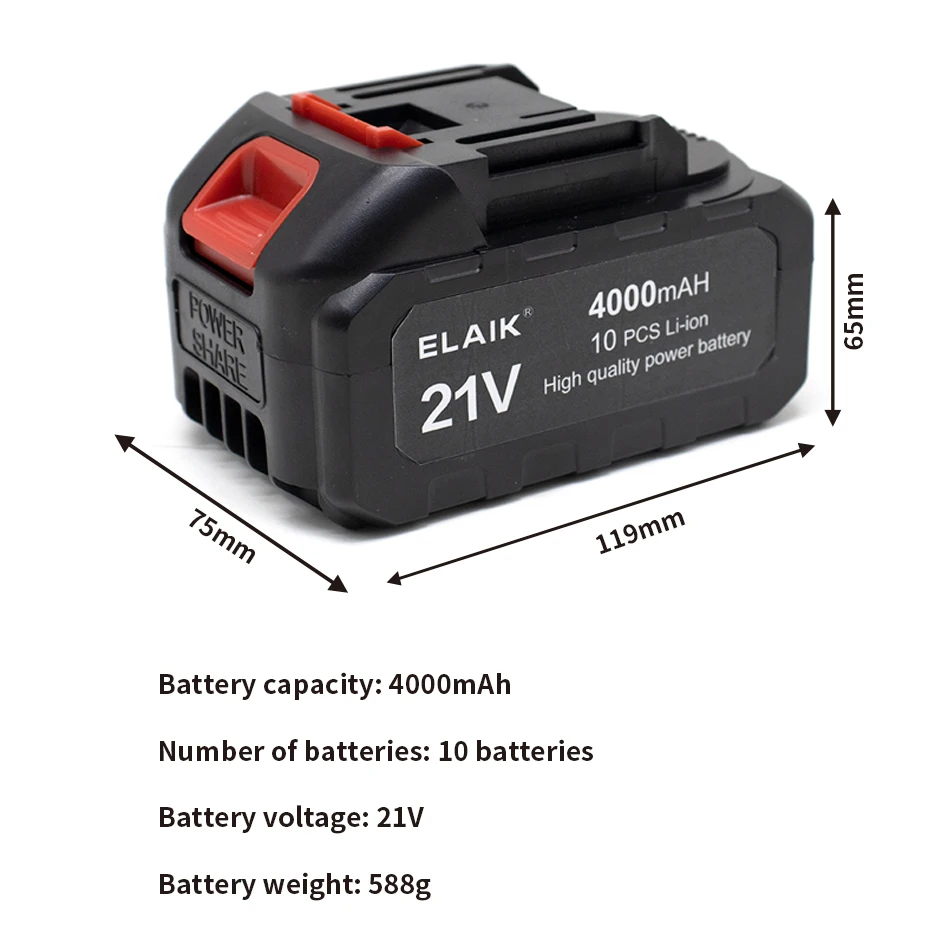 21V 4AH high-power durable lithium battery, charger, suitable for Makita 21V series electric tool