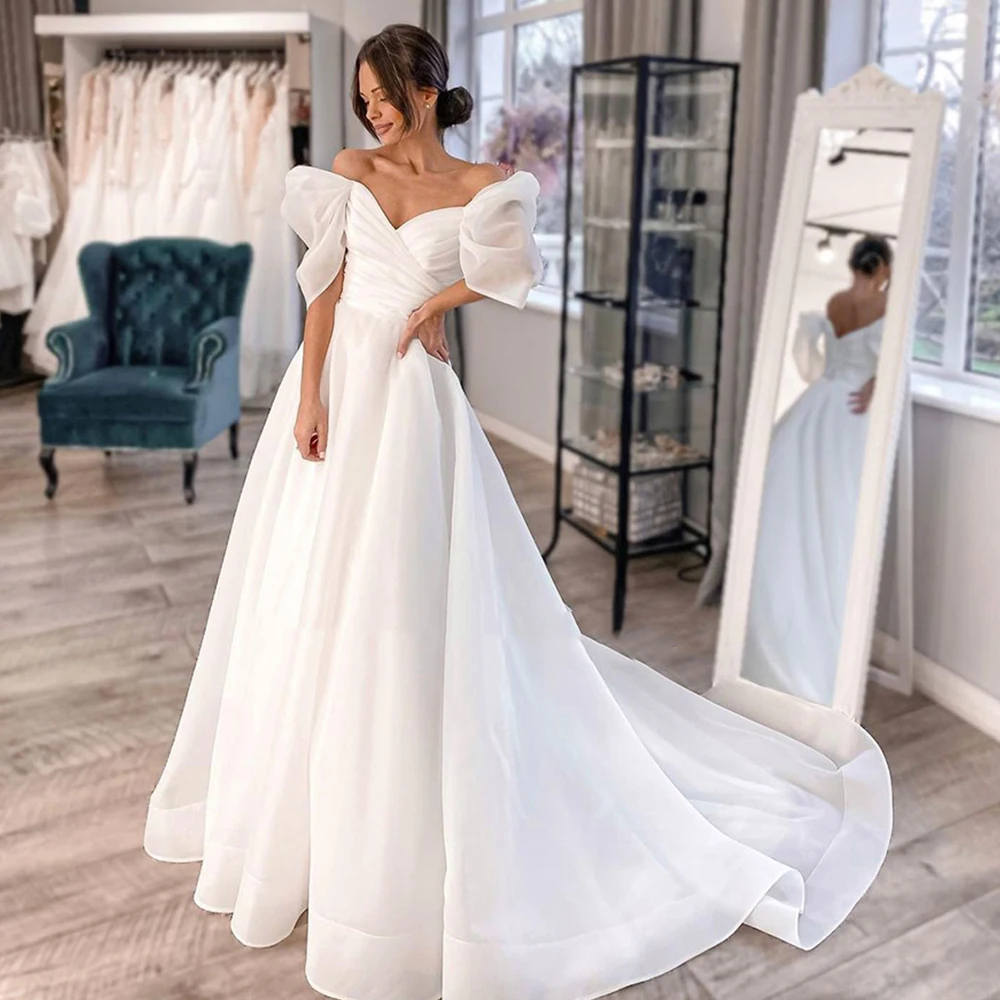 Elegant Illusion Sexy Bride Gown A-line Off Shoulder Sweetheart Neck Vintage Wedding Dresses Customize To Measure Robe De Mariee