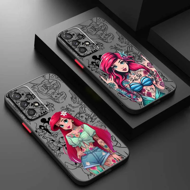 

Disney Princess Cute Phone Case For Samsung A73 A72 A71 A55 A54 A53 A52 A51 A35 A25 A15 A14 5G Frosted Translucent