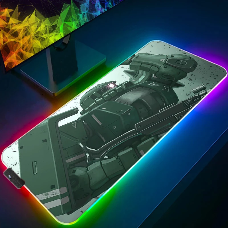 

Коврик для мыши RGB с подсветкой и обработанными краями, игровые аксессуары, компьютерный коврик для мыши Mobile Suit Gundam, светодиодный коврик для клавиатуры и мыши, настольный коврик для геймеров