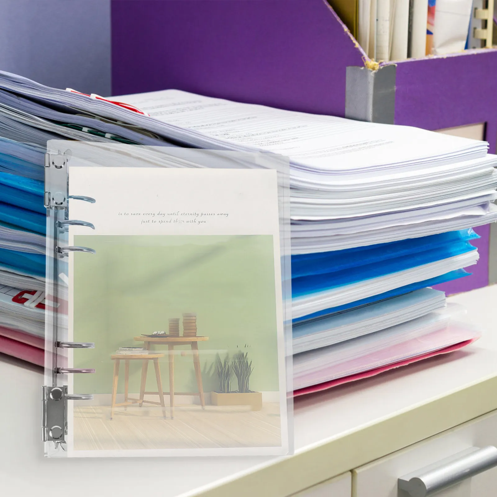 A5 Clear Acrylic Binder Cover 6 Ring Loose Leaf Reusable Notebook Shell for Planner Journal Document Organizer