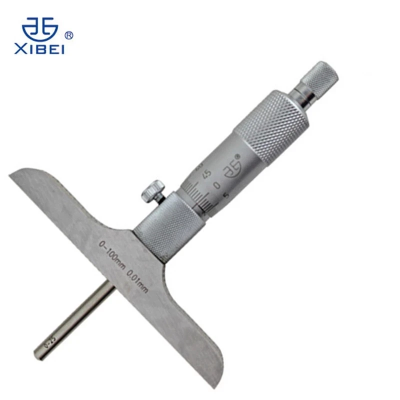 0-100mm Depth Micrometer 100mm 0.01mm Depth Micrometer Gauge With 4 Rods Measurement Caliper Tool