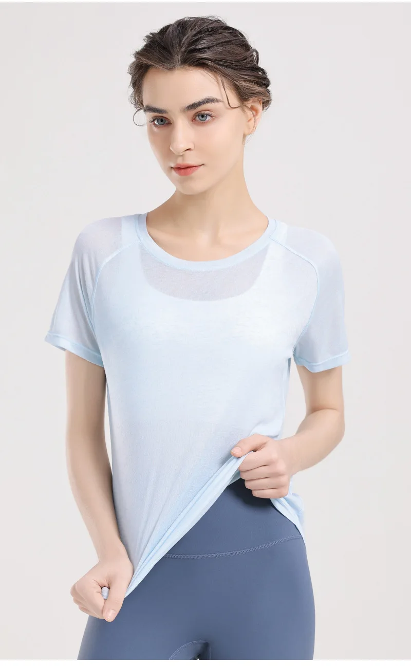 New Sports Quick Drying Clothes for Women's Summer Running and Fitness Top, Loose Back Cover Shirt, Short Sleeved T-shirt