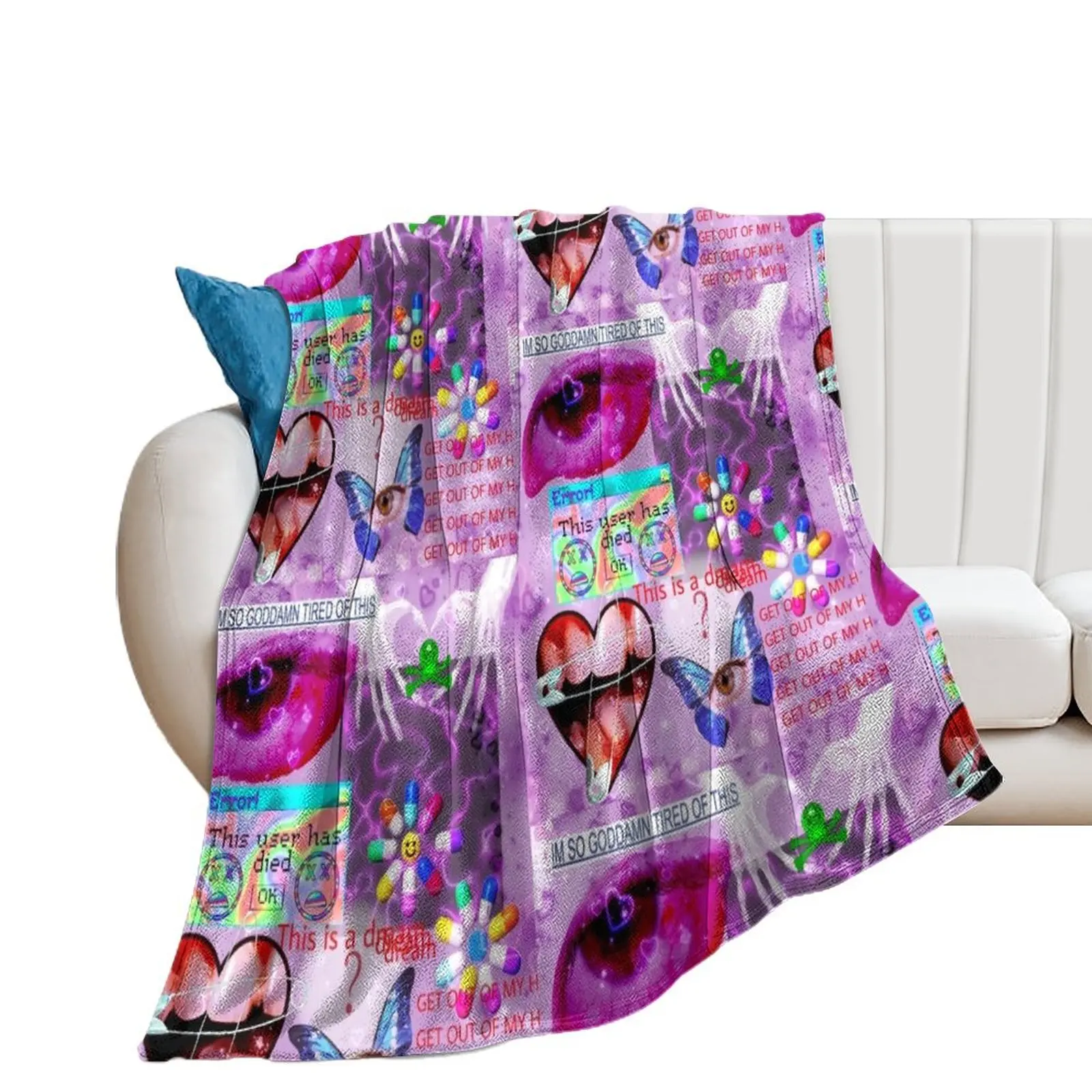 weirdcore 2 Throw Blanket Soft Big halloween Luxury Brand Shaggy Blankets