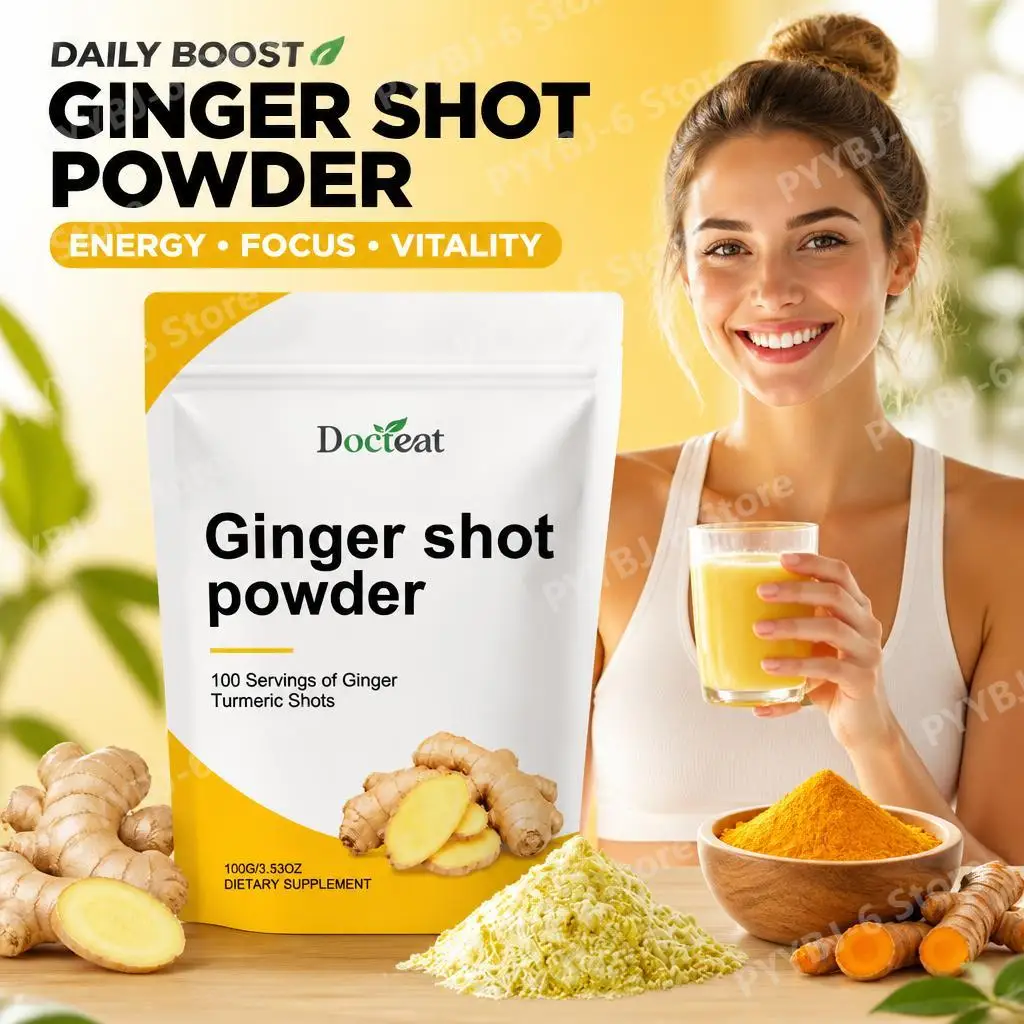 Docteat Jengibre en Polvo con Vitamina C, B6, B12, Cúrcuma y Panax Ginseng para el Metabolismo, Energía, Sistema Inmunitario, Antioxidantes y Bienestar Diario 100g