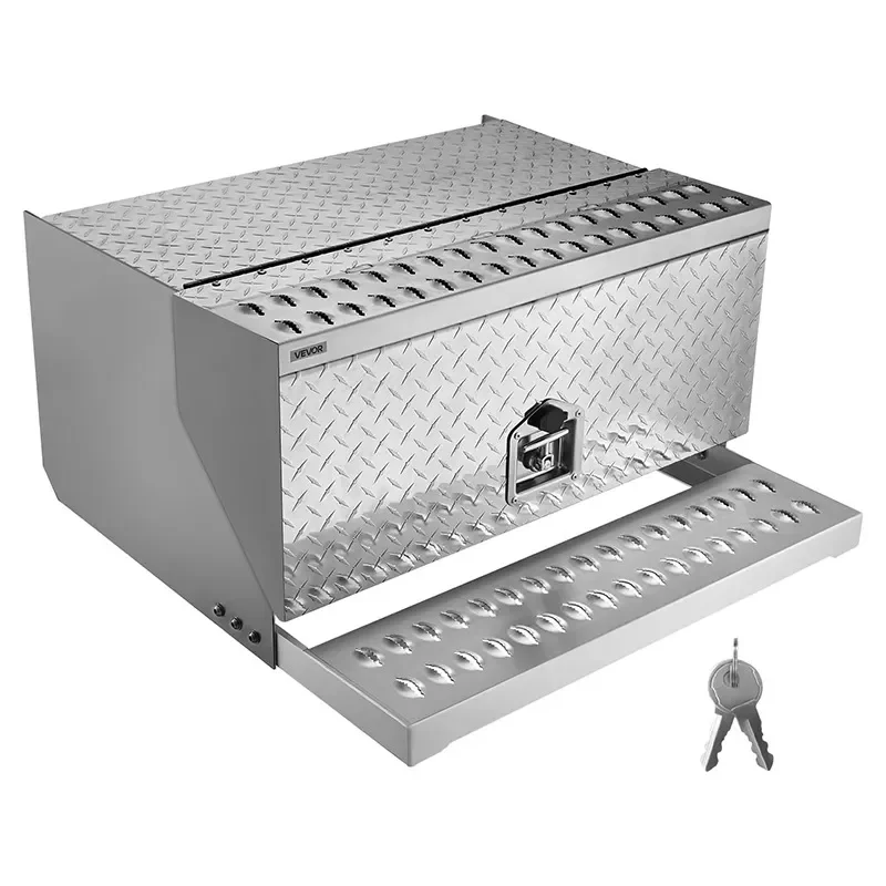 Heavy Duty Aluminum Alloy Semi Trailer Truck Step Toolbox Non Slip Boarding Storage Box for Cab
