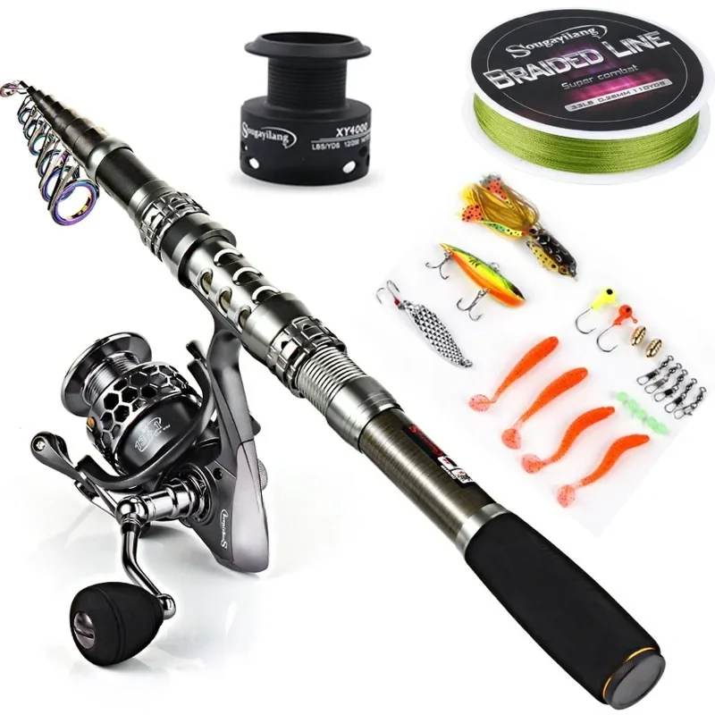 

Spinning Fishing Rod and Reel Combos Portable Telescopic reels for Travel Saltwater Freshwater