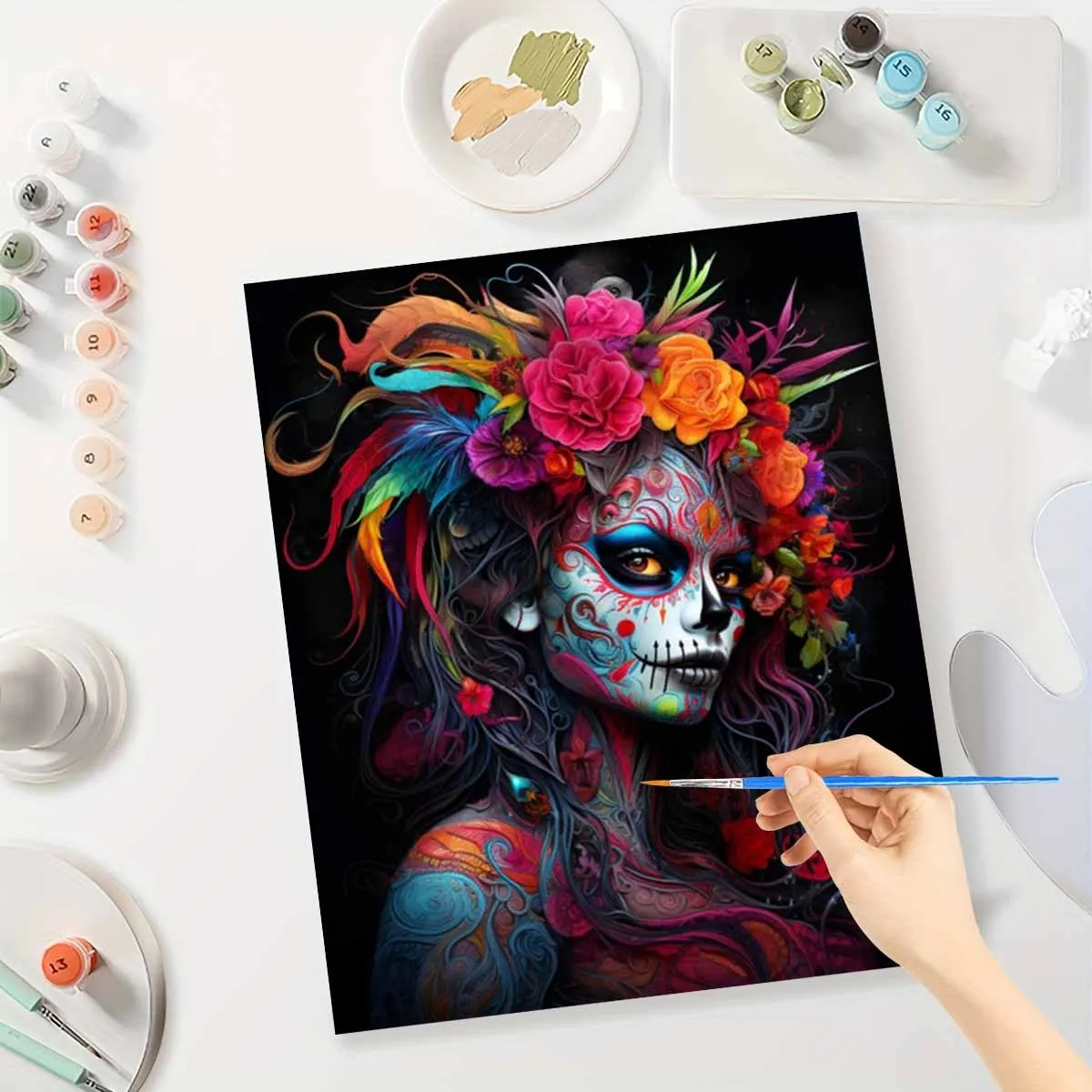 Professional Art Use Paint by Number Kits for Adults -Doodle Girl on Canvas, Beginner Friendly Canvas Without Frame | Home Wall
