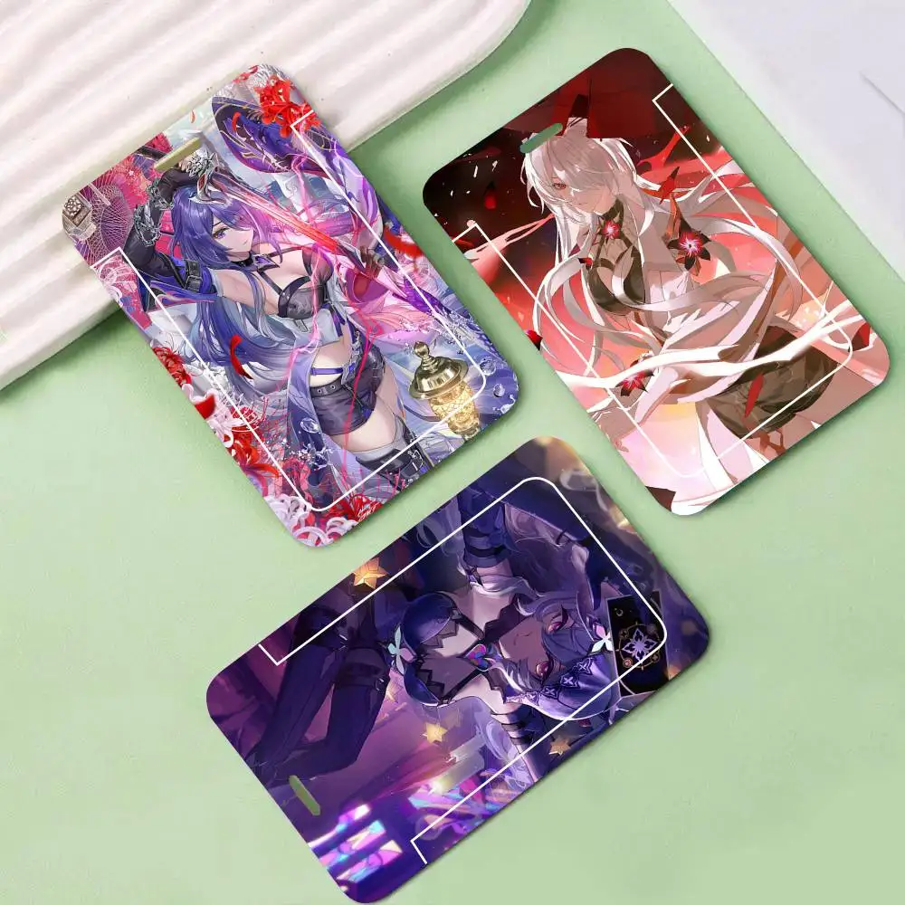 Acheron Animated Game Honkai Star Rail Black Lanyard Card Holders Student Meal Cards And Campus Ids School
