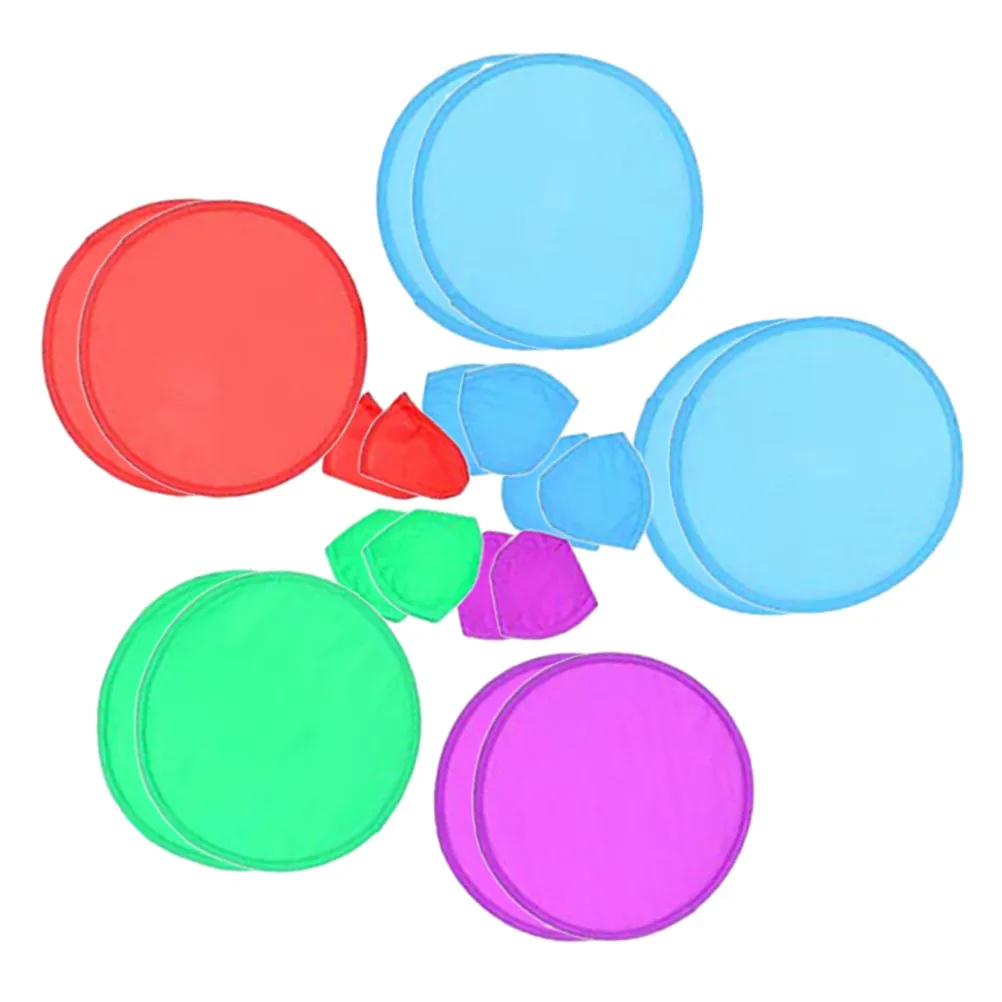 15Pcs Foldable Flying Discs Outdoor Round Fans Polyester Portable Lightweight Sports Discs for Kids Round Fans
