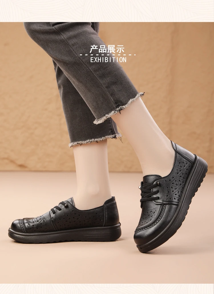 Neue hohle, atmungsaktive Schnürschuhe mit Schnürung für Damen, Oxfords aus Kunstleder, Slip-On-Flats für den täglichen Gebrauch, Mokassins – Detail 13