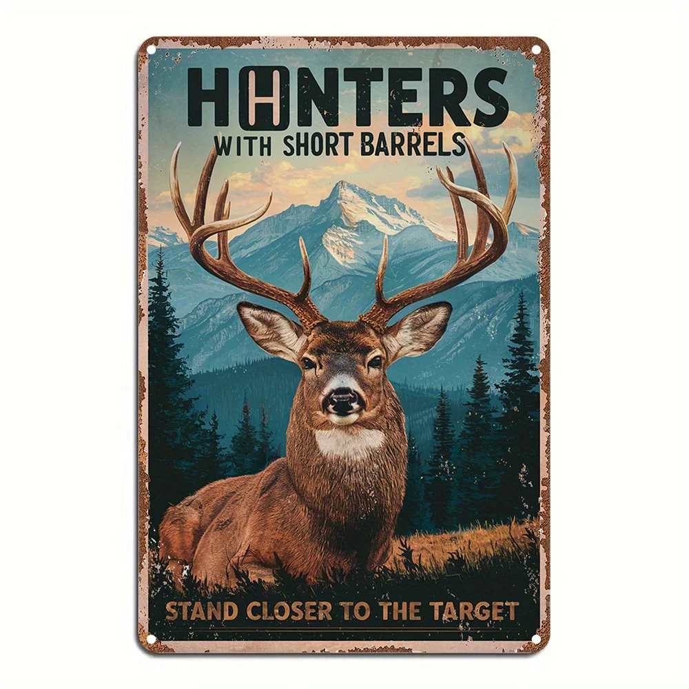 Room Decor  Hunting Deer Metal Tin Sign, Wall Art Poster, Humorous Decorative Gift for Home, Garden, Bar, Cafe, Office, Street,