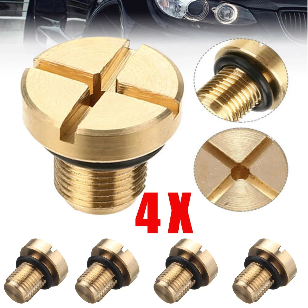 4pcs Gold Brass Radiator Hose Bleed Vent Screw Plug For BMW 3 E46 E36 E30 E31 E53 318i 323i 325i 328i 540i 17111712788