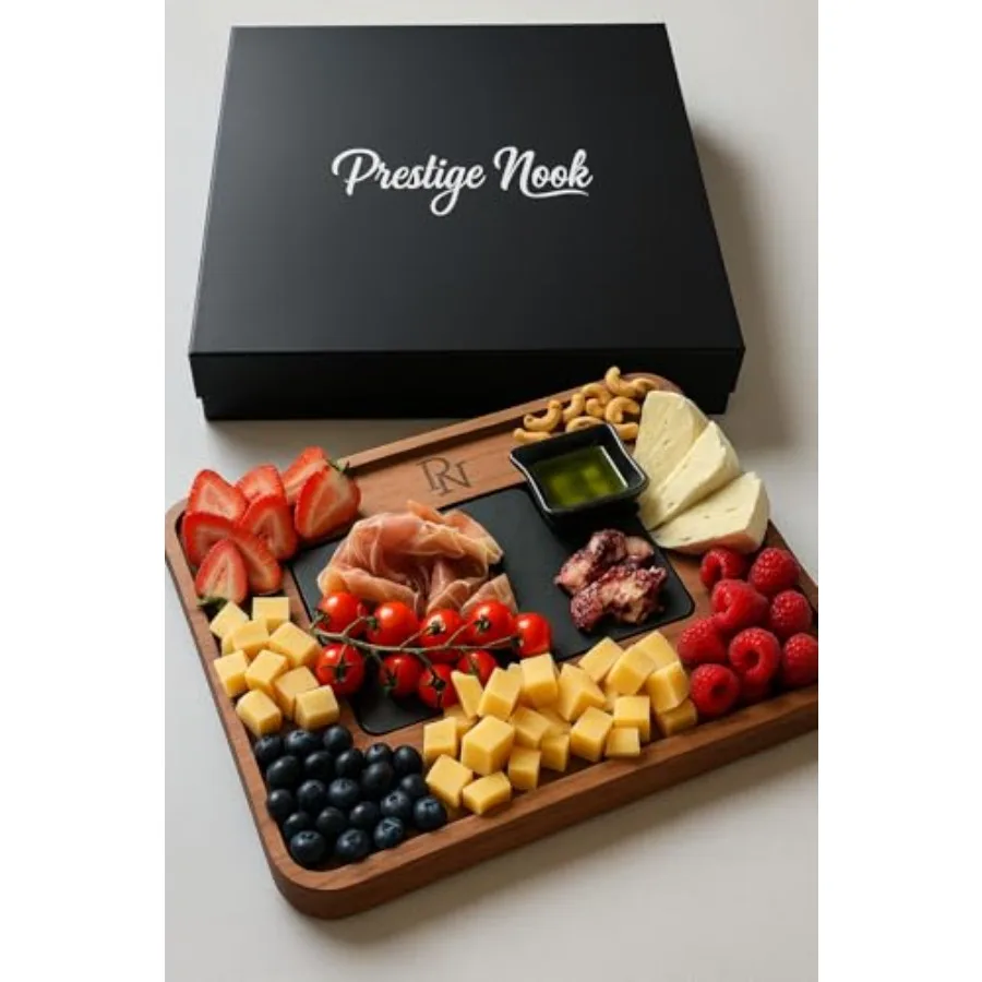 

Charcuterie Board Slate Cheese Boards for House Warming Gift Wooden Gift for New Home with Knife Accessories Set Food Tray Plat