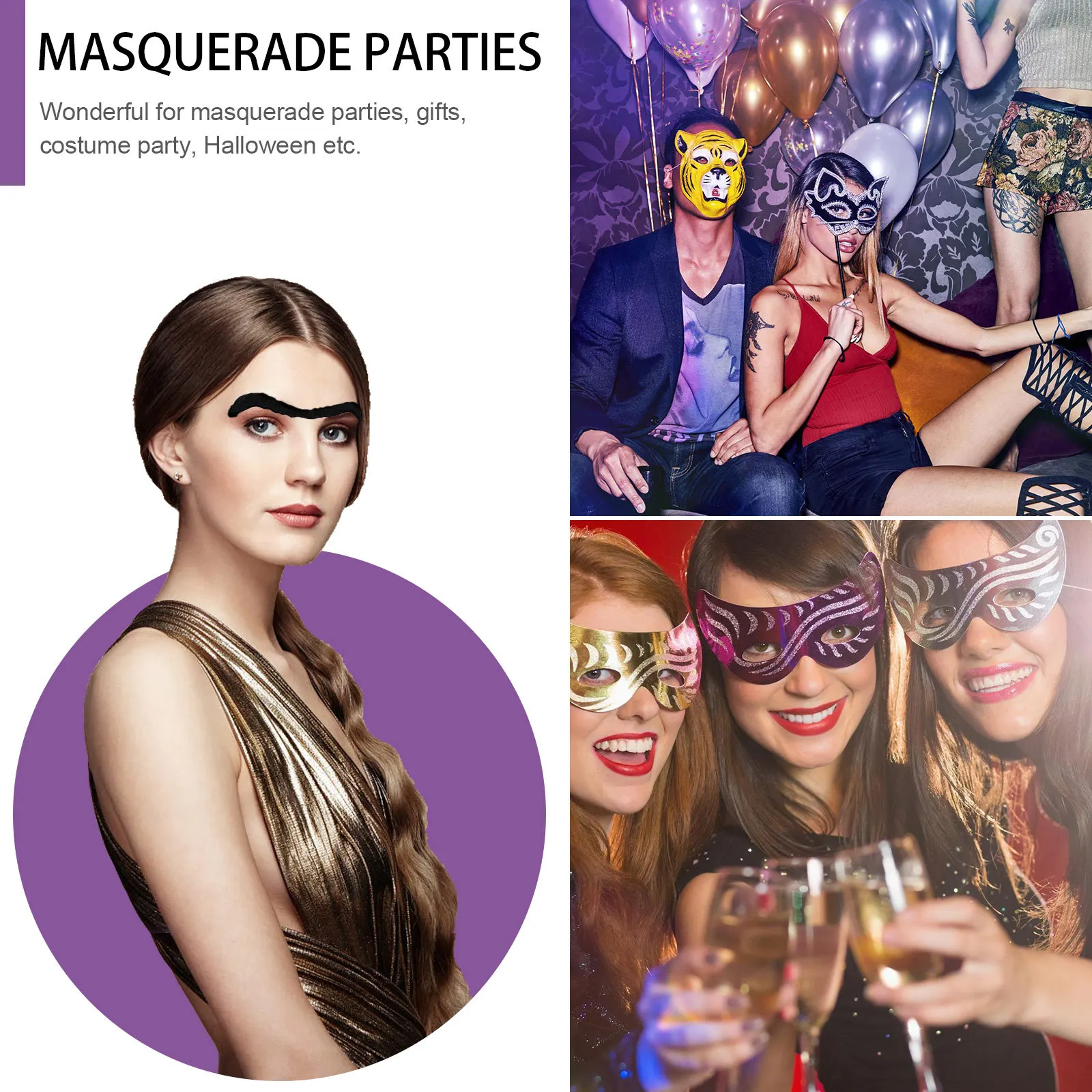 

Fake Eyebrows Halloween Party Costume Accessory Funny Cosplay Eyebrows For Masquerade Gift Reusable Wearable Safe