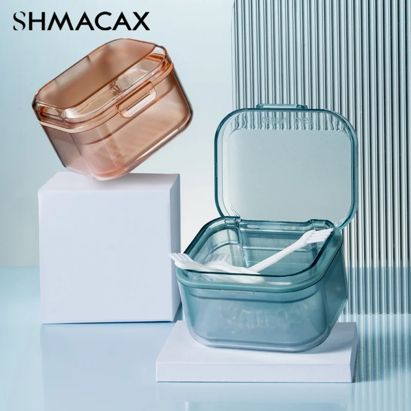 Orthodontic Retainer Three-Layer Braces Storage Box Soaking Invisible Teeth Denture Cleaning Tooth Storage Portable Belt Case