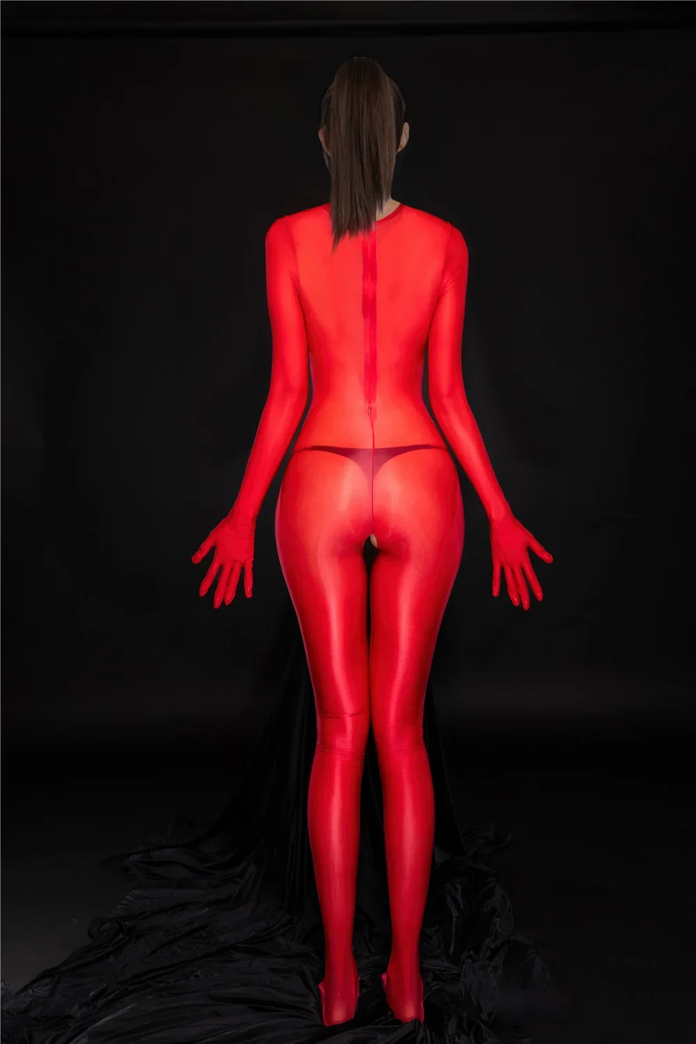 フィットストレッチフィットネスボディスーツレディースオープンクロッチジャンプスーツ 5 本指長袖ヨガポルノセックスロンパース女性薄型スポーツウェア