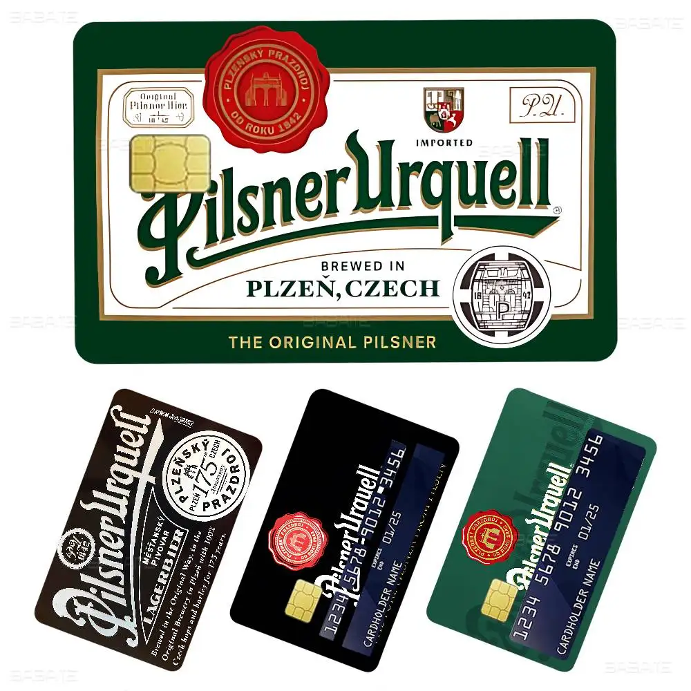 Pilsner Urquell Beer Logo Credit Card Skin Stickers for VISA Bank Card Transportation Card Waterproof Sticker Anti-scratch Women