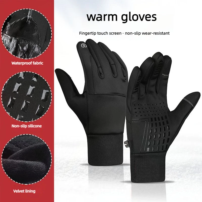 Autumn Winter Men Women Gloves Touch Screen Waterproof Windproof Gloves Outdoor Sports Warm Thermal Fleece Running Ski Gloves