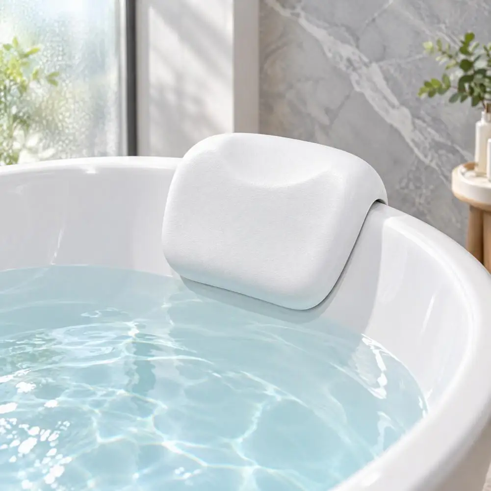Comfortable Tub Accessory Ergonomic Bath Pillow for Tub Non-slip Waterproof Bathtub Cushion Head Neck Support for Home