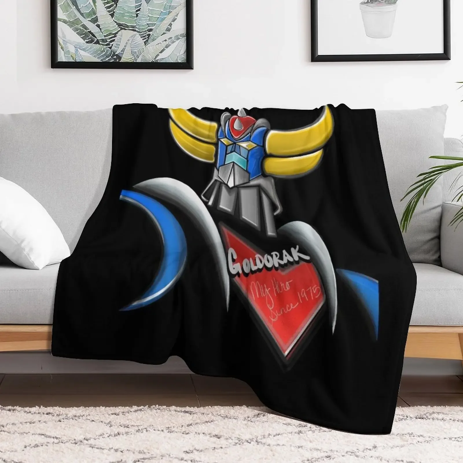 Goldorak, Grendizer, Vintage Goldorak Throw Blanket Thermals For Travel Flannel Fabric Blankets