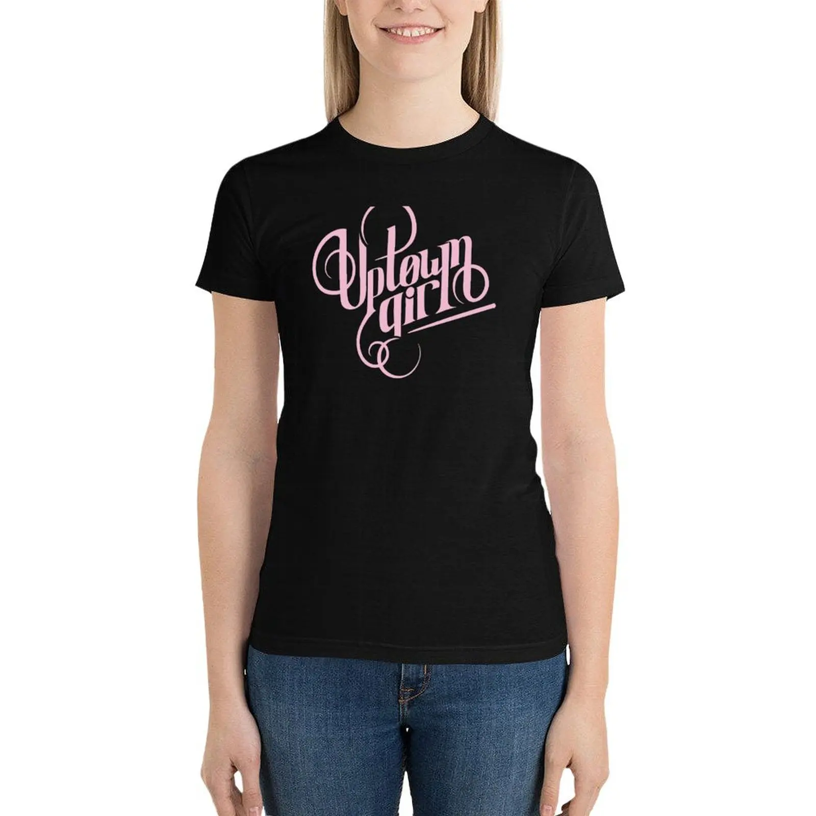 Uptown T-Shirt anak perempuan gaun kaus edisi baru bobot berat vintage untuk wanita grafis