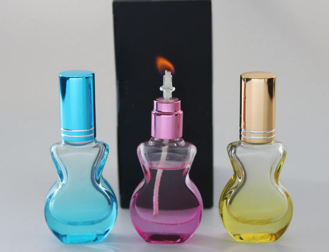 Colored transparent glass Alcohol burner, portable and creative, new compact mini lamp wick