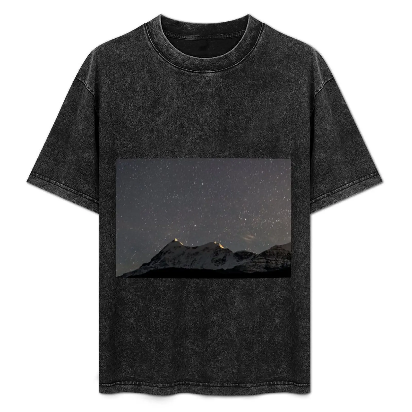 

trishul star trails from bedni bugyal, the himalayas, india T-Shirt graphics custom t shirt slim fit t shirts for men