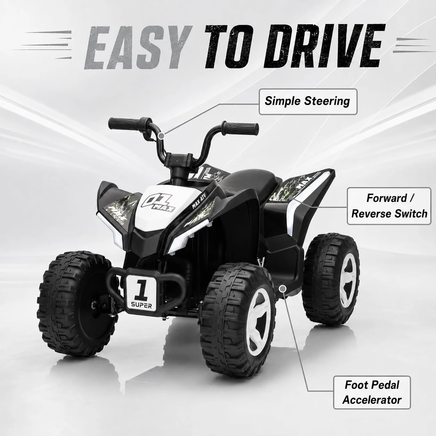 12V電動キッズATV四輪車、デュアル550モーター搭載、前 - Kids Outdoor Electric Quad のレビューと価格