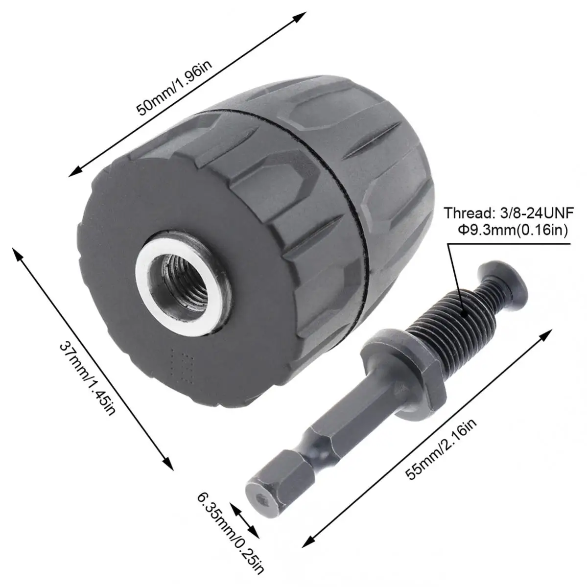 0.8-10mm Keyless Drill Chuck 1/4-Inch Hex Shank Drill Chuck Adapter Quick Connect Impact Driver Conversion Tool