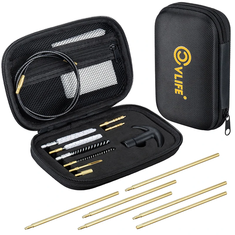 CVLIFE.177/.22lr طقم تنظيف المسدس عيار مع 6 قضبان 5.56 مم/.22/.223/.17 مجموعات تنظيف مسدس البندقية مع فرش تجويف النايلون