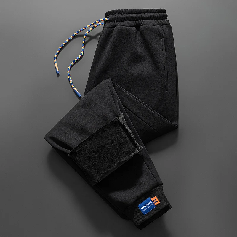 가을과 겨울 야외 남성 캐주얼 다용도 드로스트링 플리스 스포츠 팬츠 패셔너블 루즈 편안한 발목 묶음 팬츠