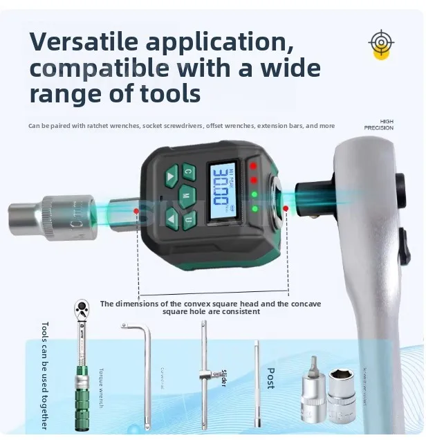Digital Torque Adapter Torque Meter Digital Backlight Display Wrench Torque Tester with Buzzer LED Indicator Light Function