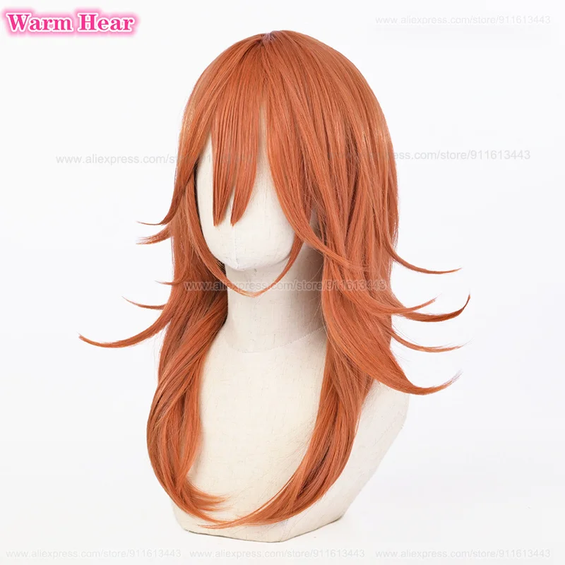 In Stock Synthetic Anime Angel Devil 60cm Long Cosplay Wig Orange Brown Wig Heat Resistant Hair Party Role Play Woman 2024 Wigs