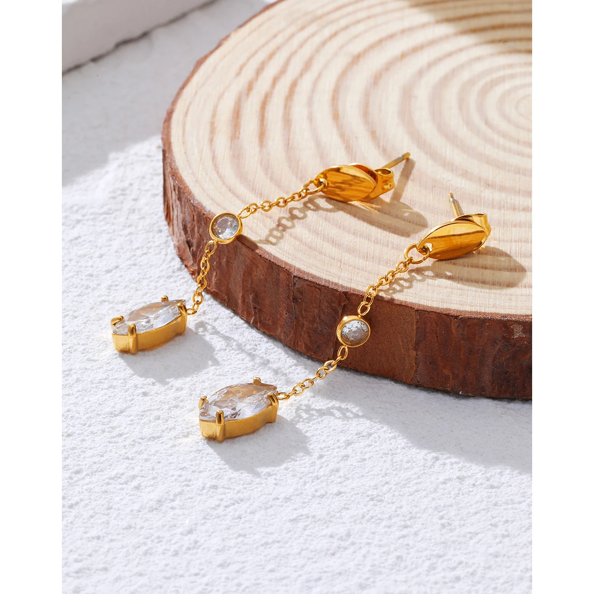 YACHAN Trendy Zircon Stainless Steel Drop Earrings for Women Luxury Exquisite Chic Dangle Earring Charming Jewelry