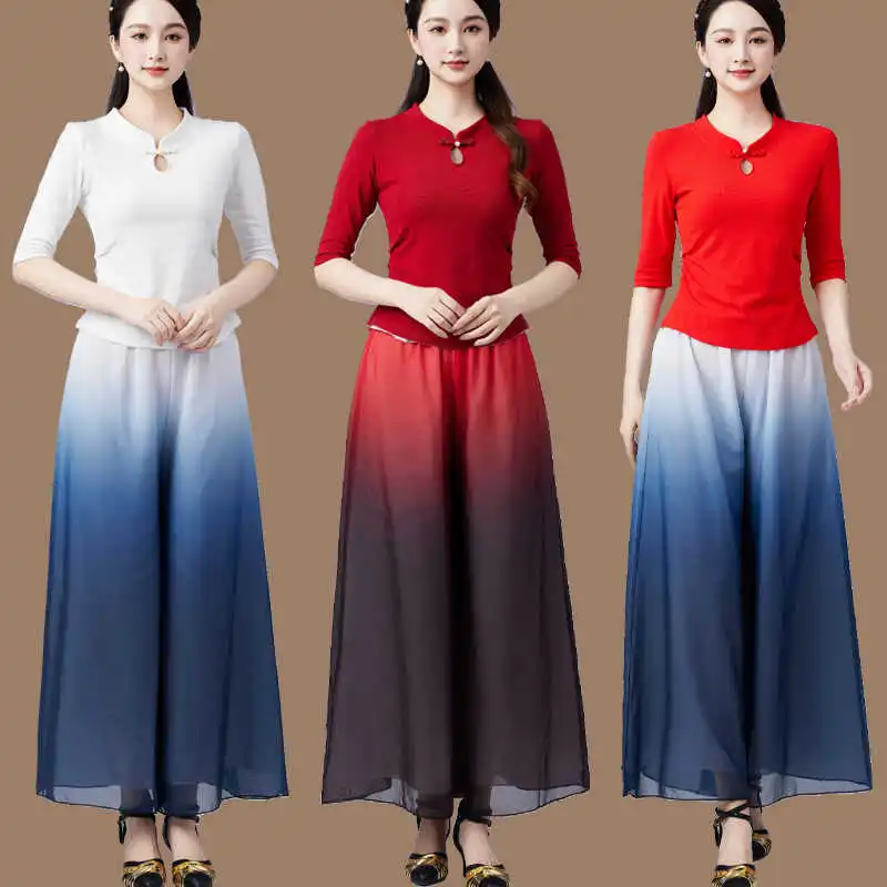 women's-square-dance-outfit-summer-gradient-chiffon-wide-leg-pants-fitness-performance-dancing-clothes-two-piece-set-cotton-f
