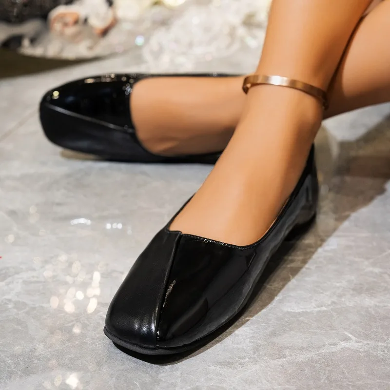 Women's Spring New Style Fashionable Square Toe Designer Loafers Daily Home Office Shopping Shallow Mouth Comfortable Flat Shoes