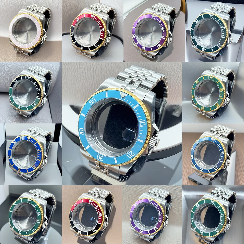 

40mm Case 28.5mm Dial NH34 NH35 NH36 NH38 NH39 NH70 Movement SilverGold Watch Box SUB GMT Aluminum Bezel Sapphire