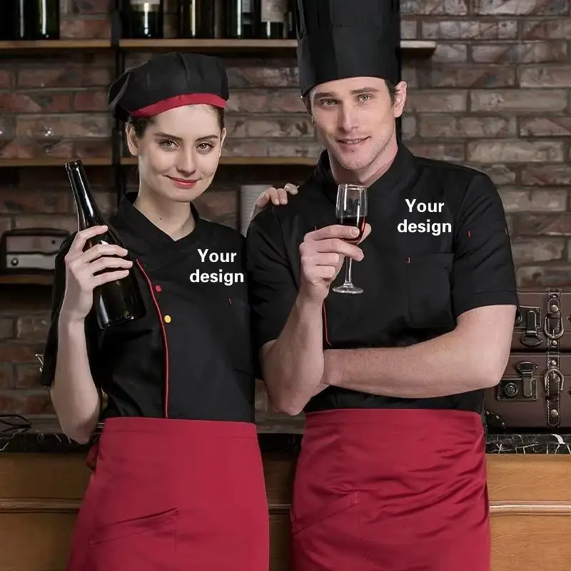 Summer Breathable Short Sleeve Chef Uniform Work Uniform Men Women Embroidery Name Print Logo Shirt Jacket Cake Shop Kitchen