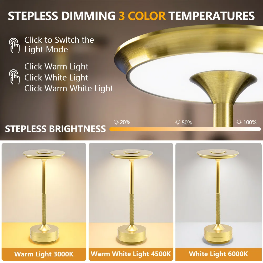 Novo 40leds toque lâmpada de mesa USB-C carregamento 3 modos luz regulável lâmpada do berçário com 2000mah bateria lâmpada mesa cabeceira para leitura