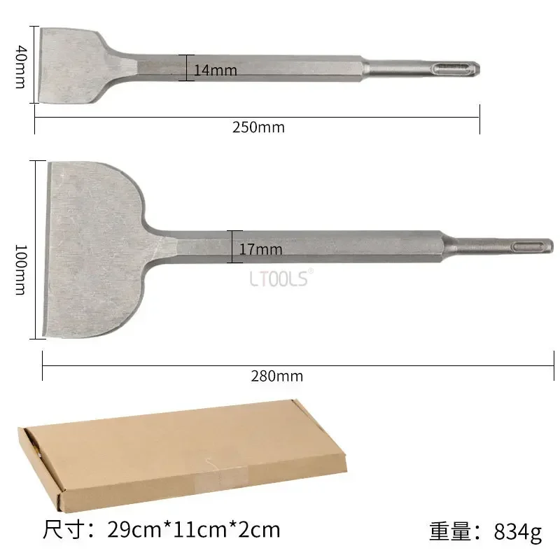Imagem -05 - Punho Redondo Cinzel Plano Martelo Elétrico Broca de Impacto Cinzel de Entalhe Concreto 14 a 250 a 40 de Largura 17 a 280 a 100